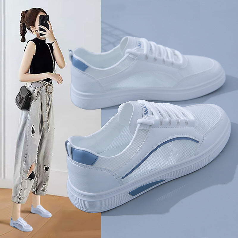 Zapatos informales con superficie de malla hueca versátil de estilo coreano para mujer