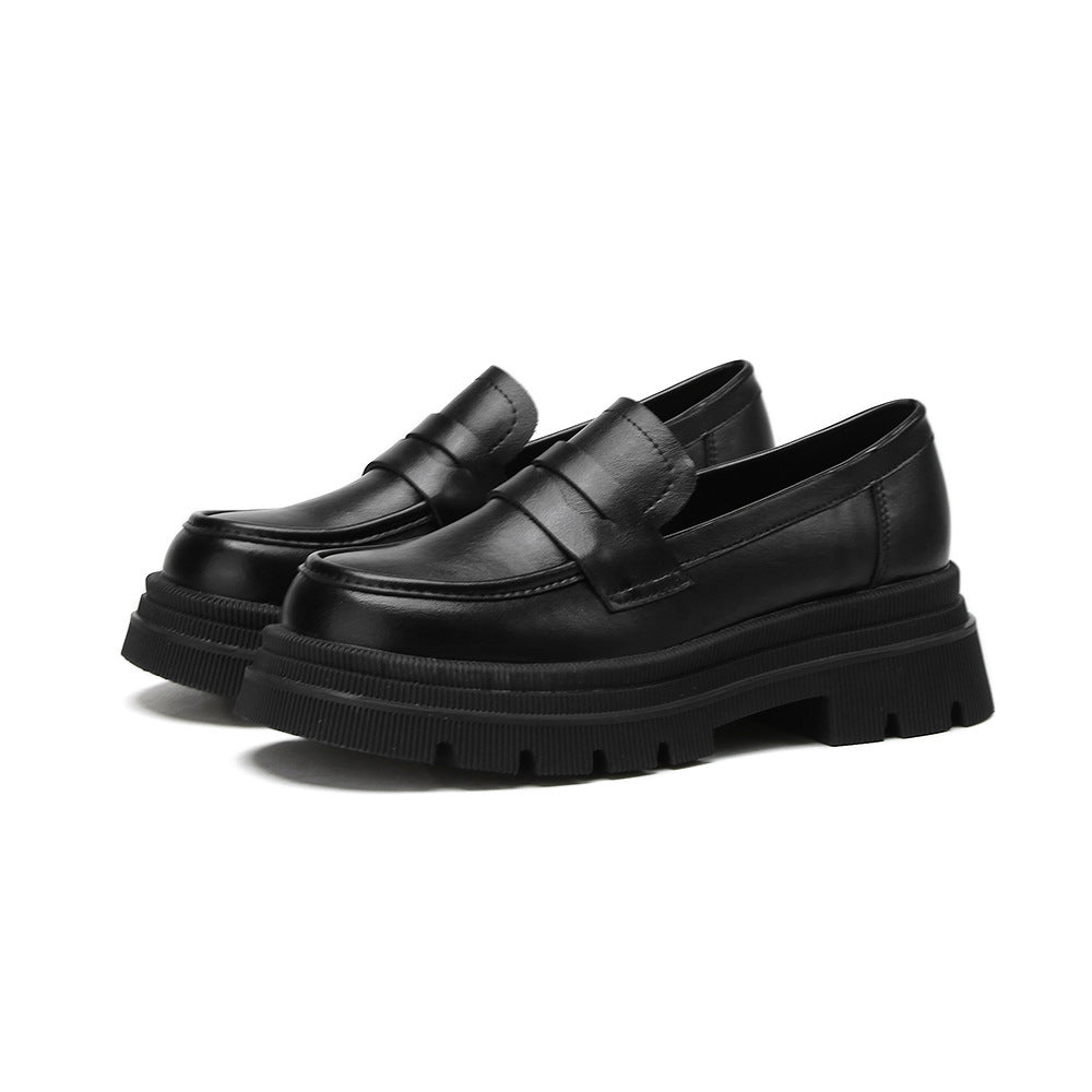 Damen Stil Dicke Sohle Klobige Pumps Preppy Loafers