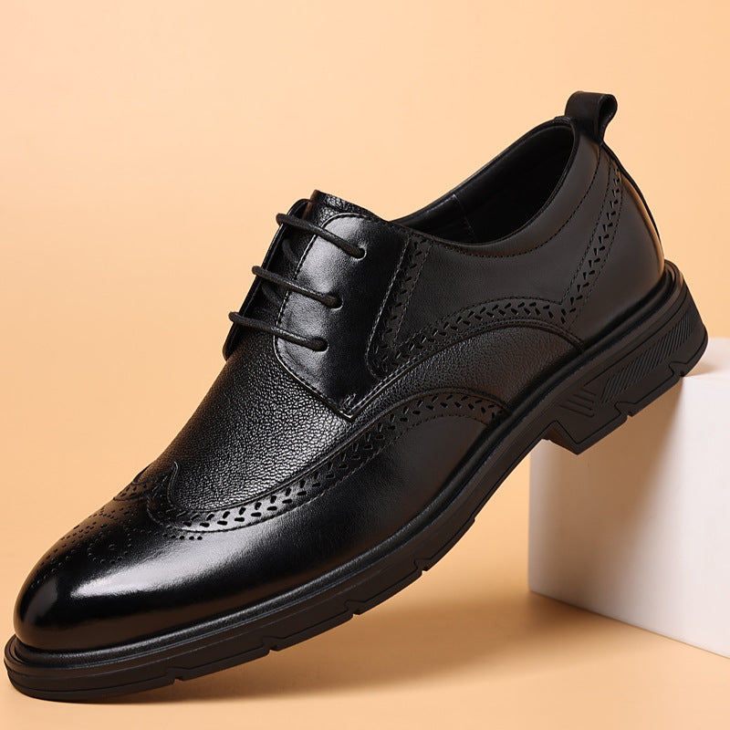 Zapatos de cuero de moda británica formales de negocios genuinos para hombres
