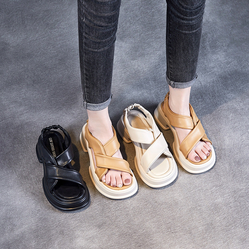Women's Platform Open Toe For Summer Versatile Muffin Sandals