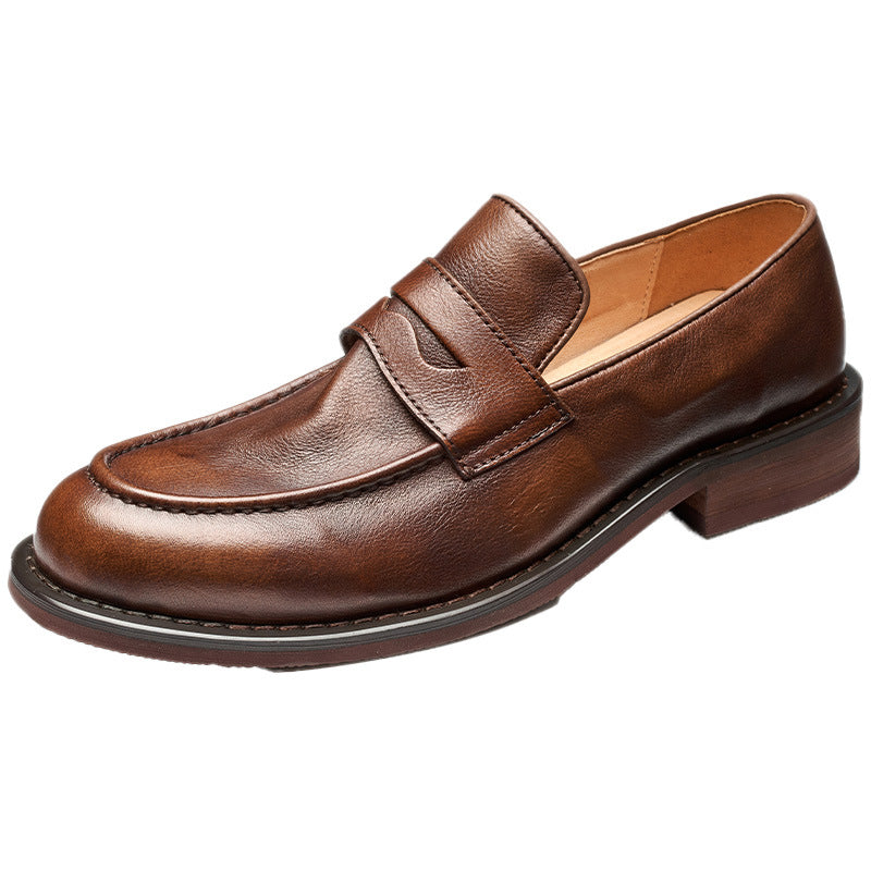 Men's British Penny First Layer Cowhide Handmade Loafers