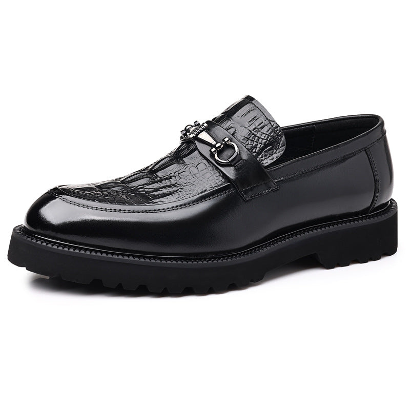 Zapatos informales británicos con patrón de cocodrilo de negocios genuinos de primavera para hombres