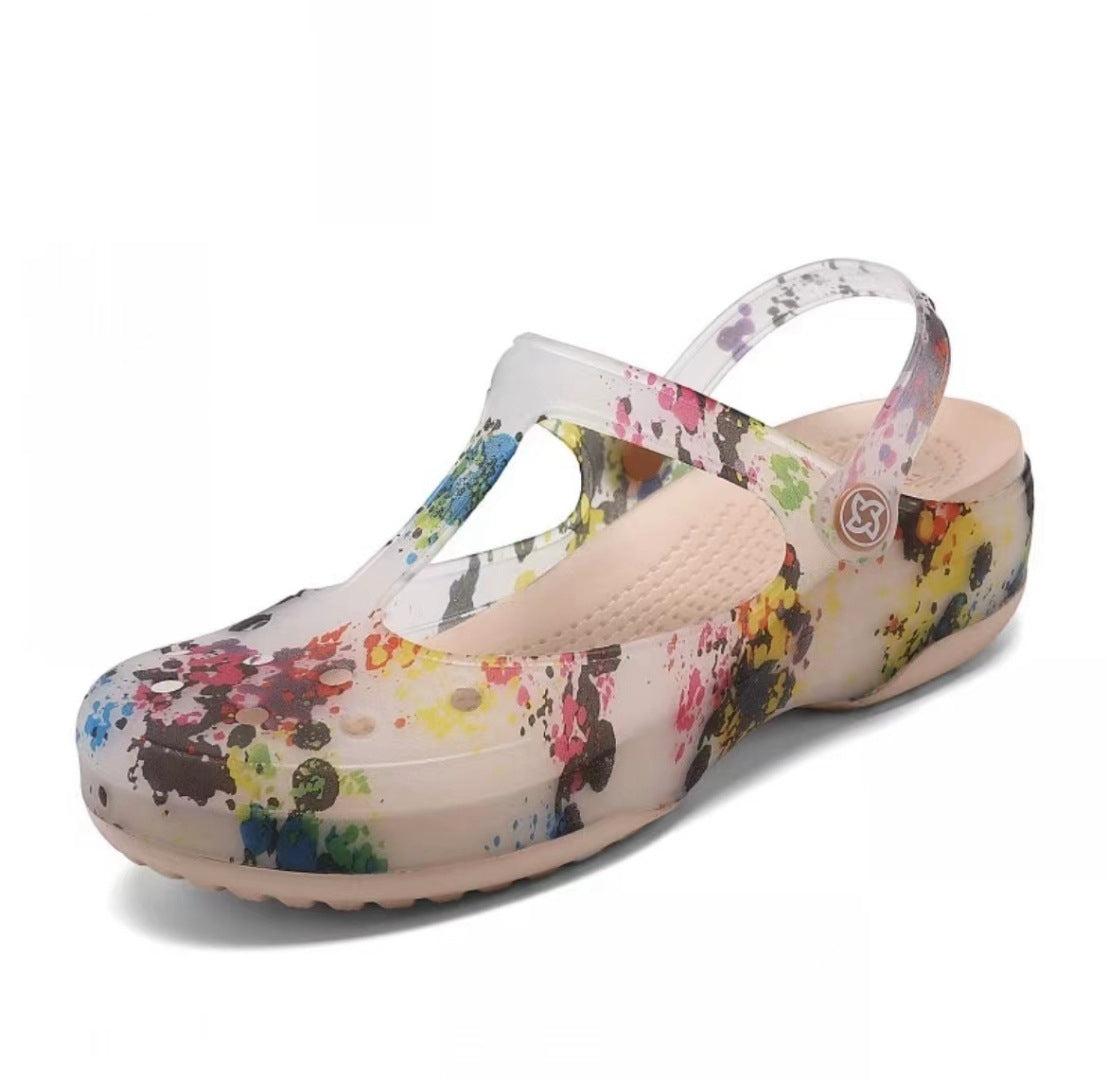 Women's Trendy Art Design Jelly Beach Hole Women's Shoes