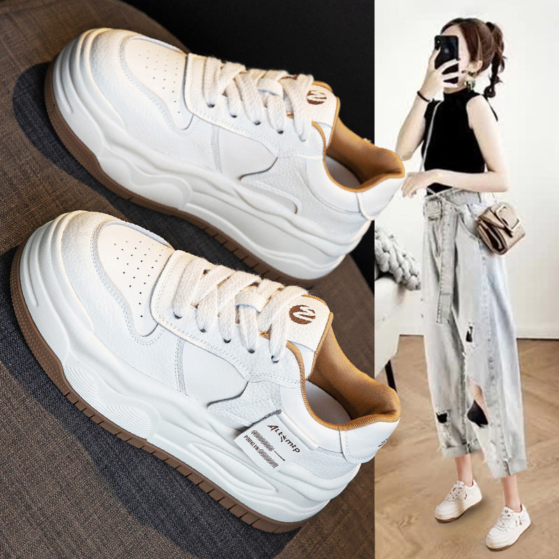 Women's White Spring Platform Muffin Sports Height Casual Shoes