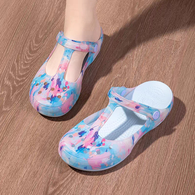 Women's Trendy Art Design Jelly Beach Hole Women's Shoes