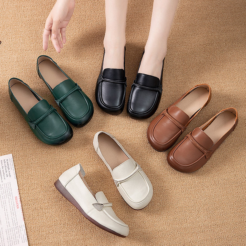 Women's Genuine Comfortable Mom Small Single-layer Flat Loafers