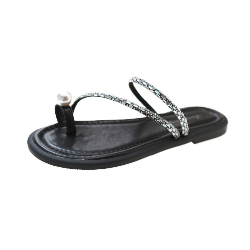 Women's Flip-flops Summer Outdoor Fashion Rhinestone Shiny French Sandals