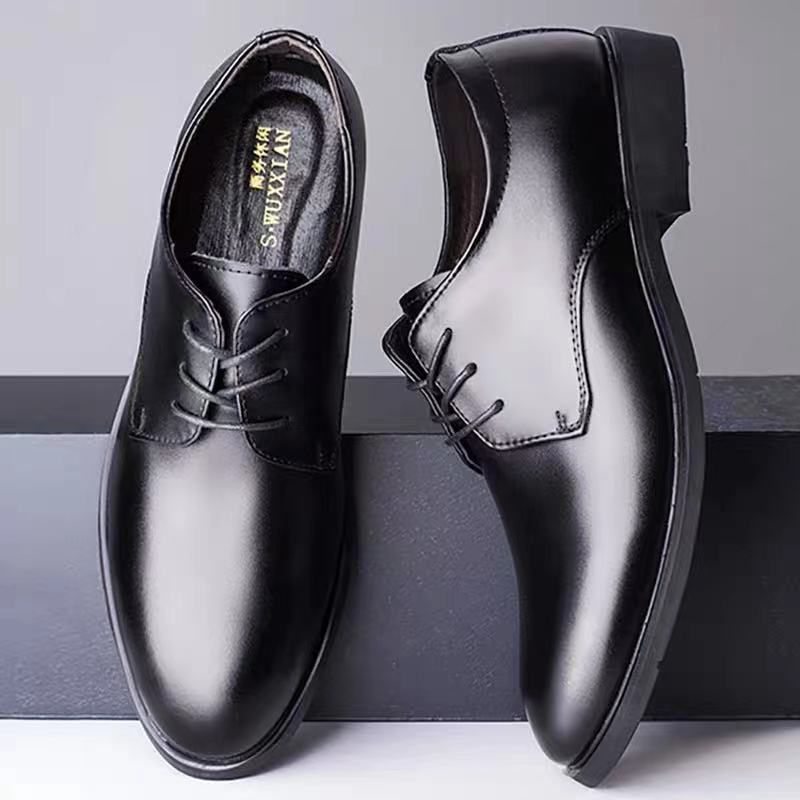 Men's British Groomsman Black Bridegroom Business Formal Wear Soft Leather Shoes