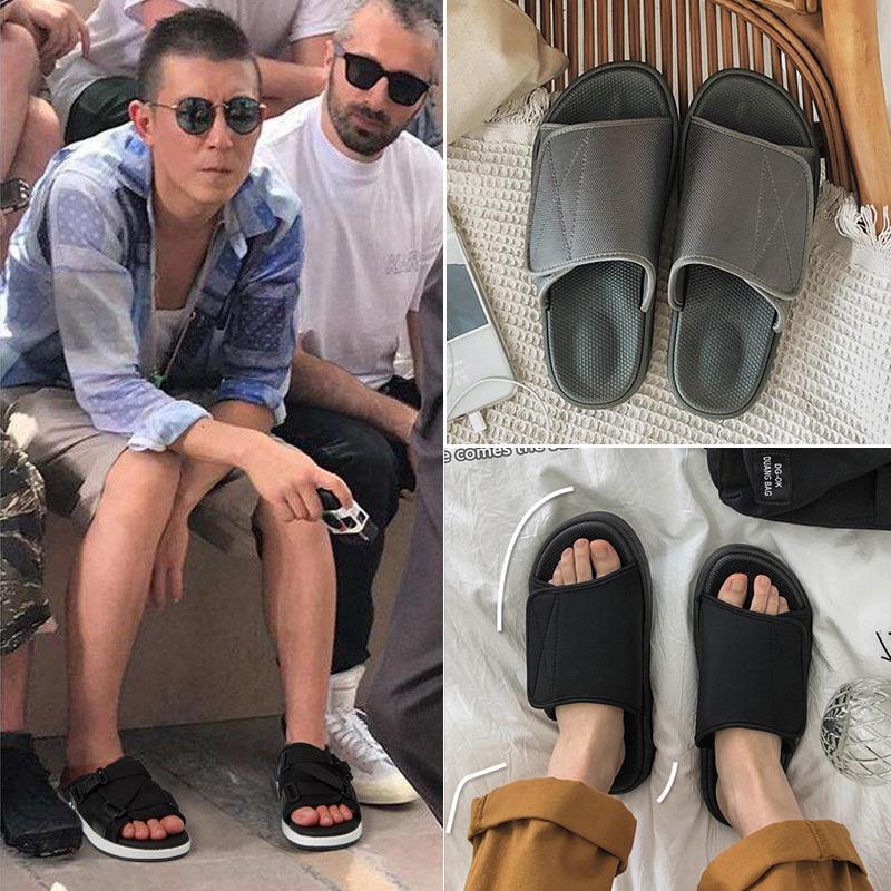 Men's Summer Trendy Thick-soled Couple Velcro Bread Flip Flops