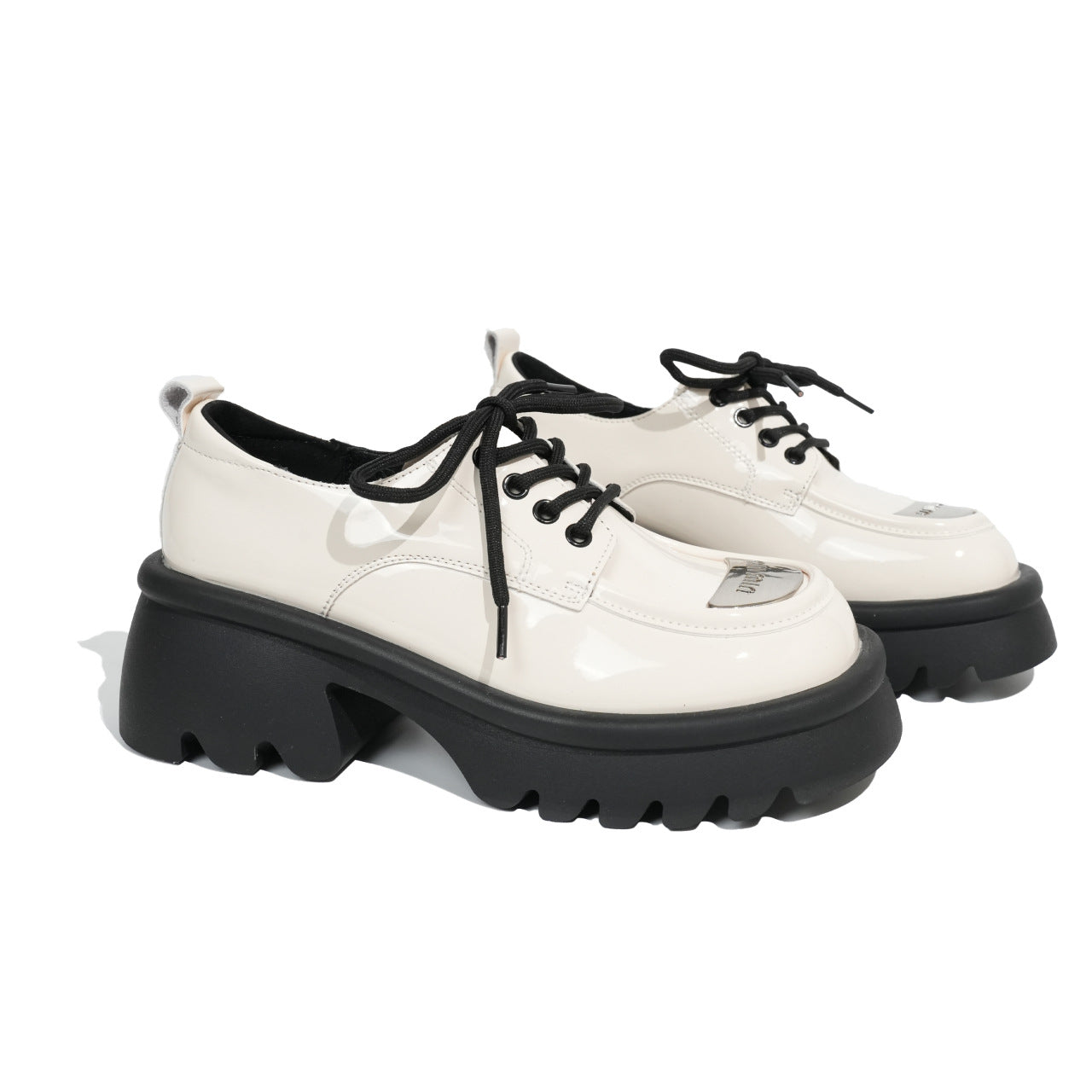 Damen Plateau Loafer mit kleiner Federsohle und dicker Sohle im britischen Stil