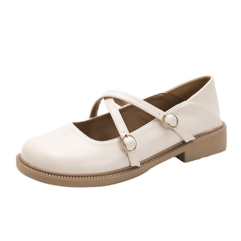 Women's Round Toe College Style Versatile Single-layer Flat Casual Shoes