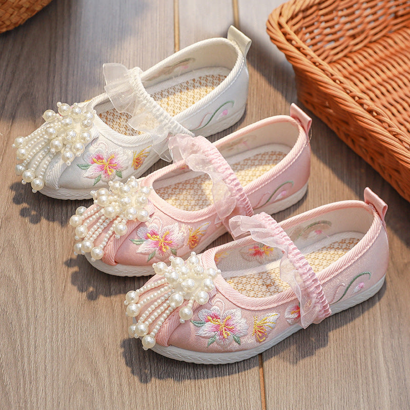 Children's The Han Clothing Ancient Style Embroidered Costume Kid's Shoes