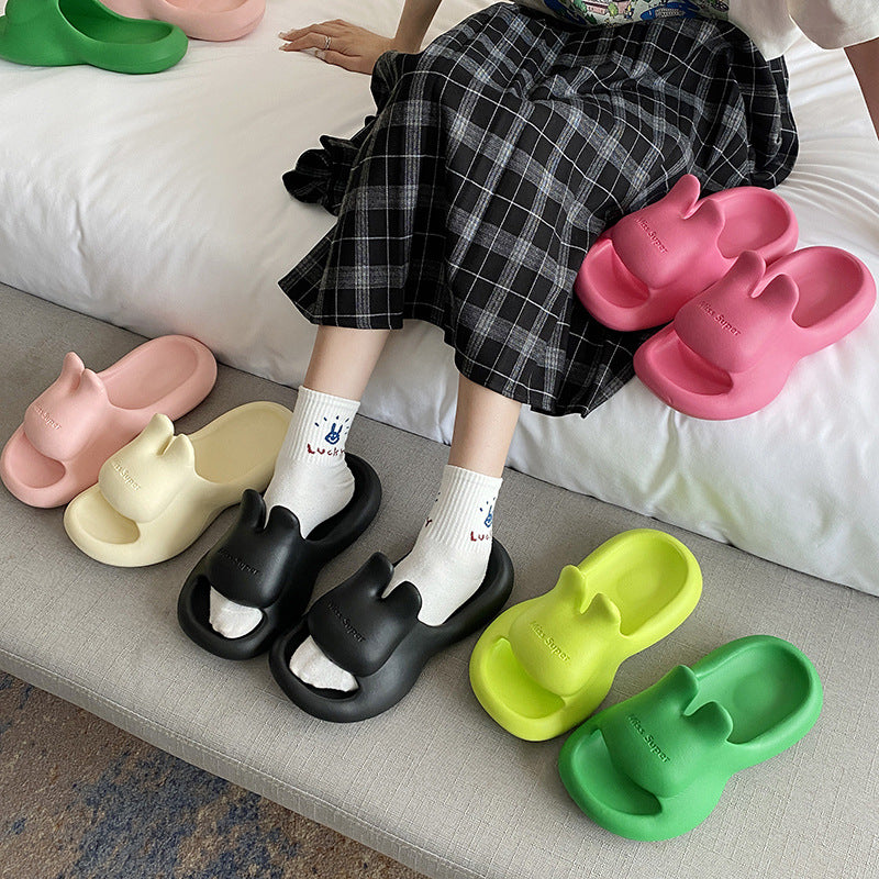 Sandales d'été pour femmes en forme de lapin mignonnes pour l'extérieur, bord de mer, plage