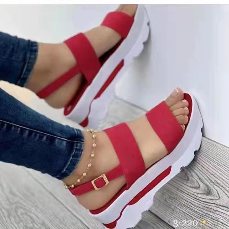 Women's Summer Wedge Plus Size Buckle Platform Sandals