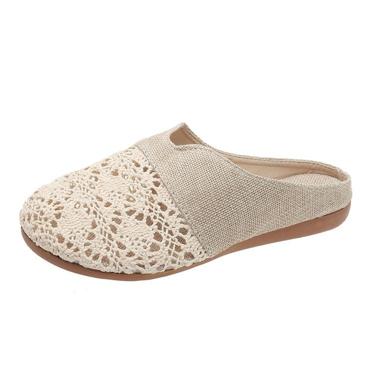 Women's Summer Wear Mesh Hollow Flat Slip-on Sandals