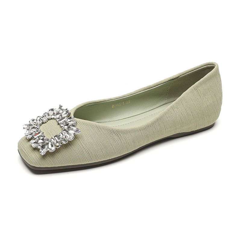 Women's Flat Bottom Slip-on Rhinestone French Soft Women's Shoes