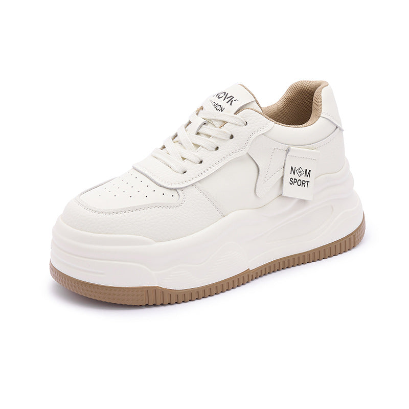 Women's Sole Increased Fleece-lined White Fashion Shallow Men's Shoes