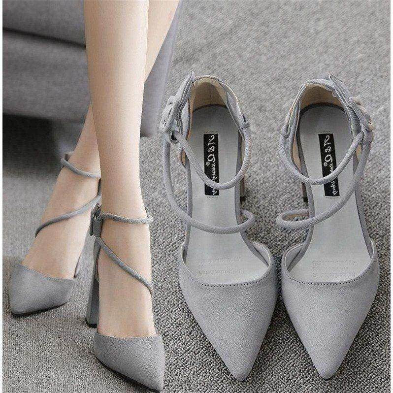 Women's High Fashion Pointed Toe Strap Chunky Women's Shoes