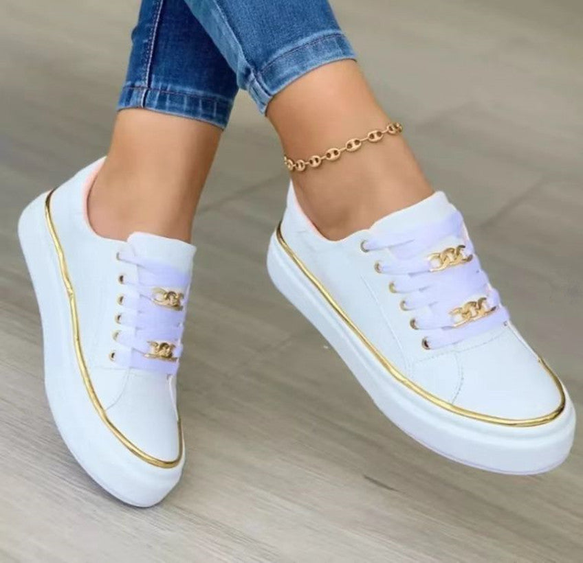 Women's Plus Size Platform Chain Sports Style Loafers