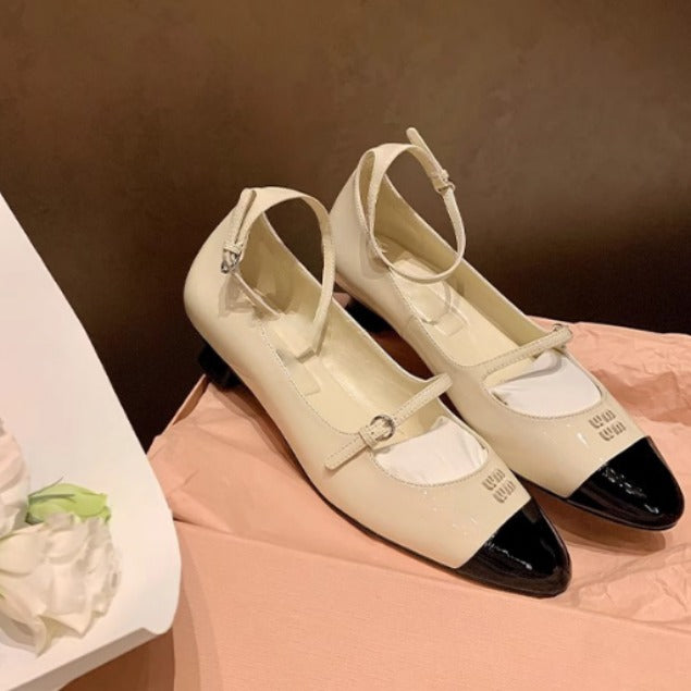 Chaussures à boucle haute pour femmes de style rétro français Debutante