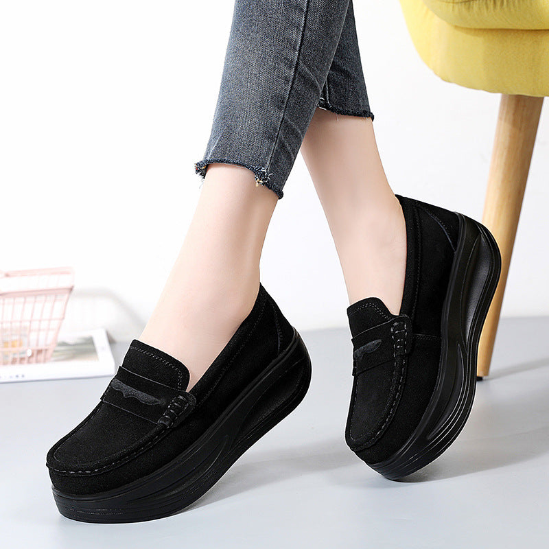 Women's Size Autumn British Style Wedge High Soft Loafers