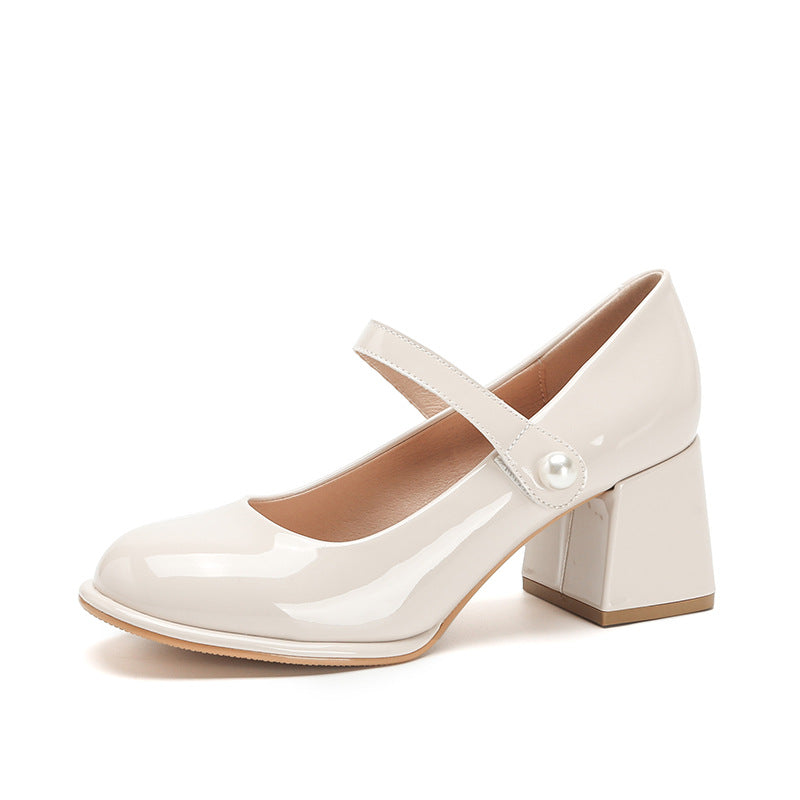 Jane Summer Loafer mit niedrigem Absatz und Perlenriemen für Damen