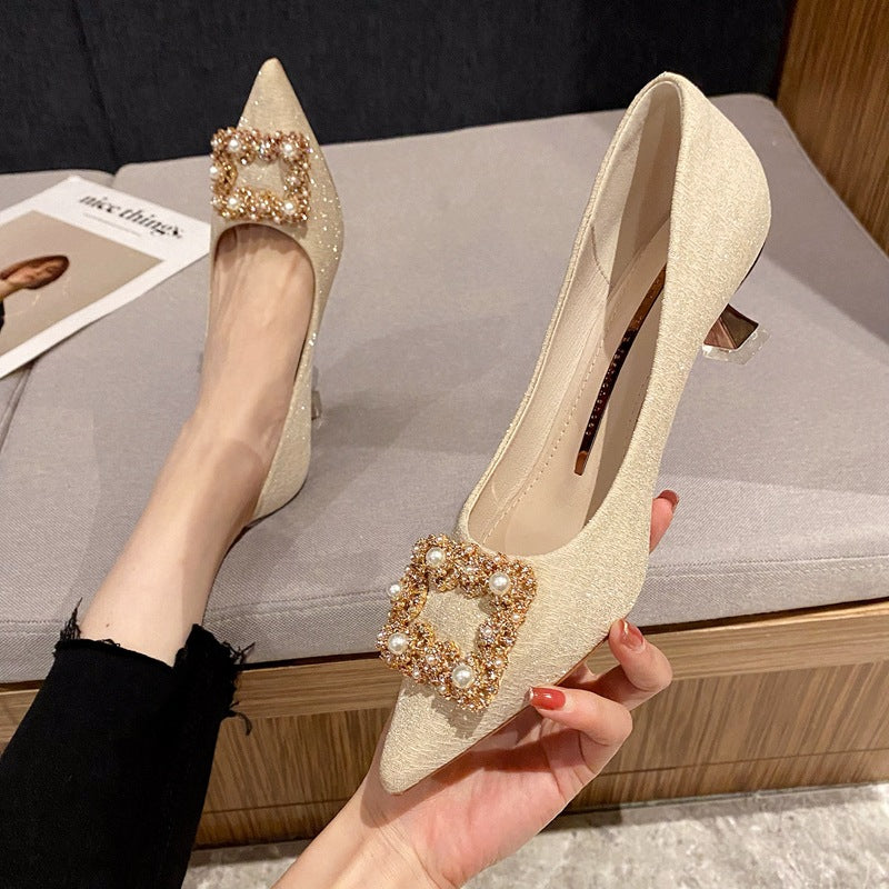 Women's High Summer Champagne Wedding Daily Style Heels