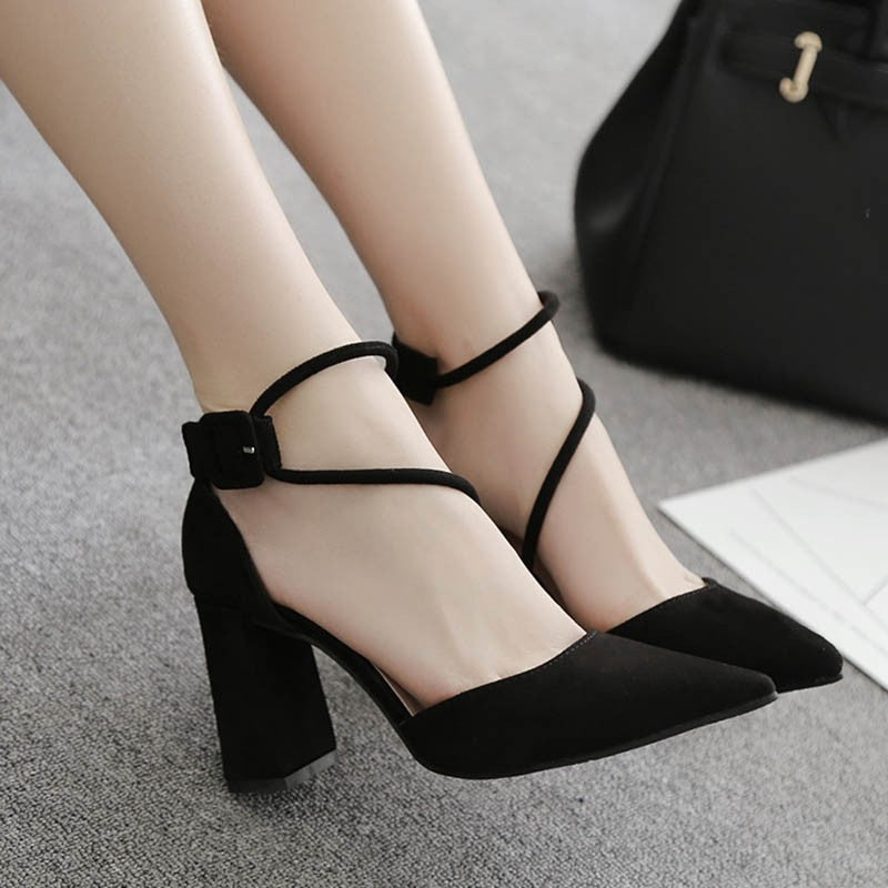 Women's High Fashion Pointed Toe Strap Chunky Women's Shoes