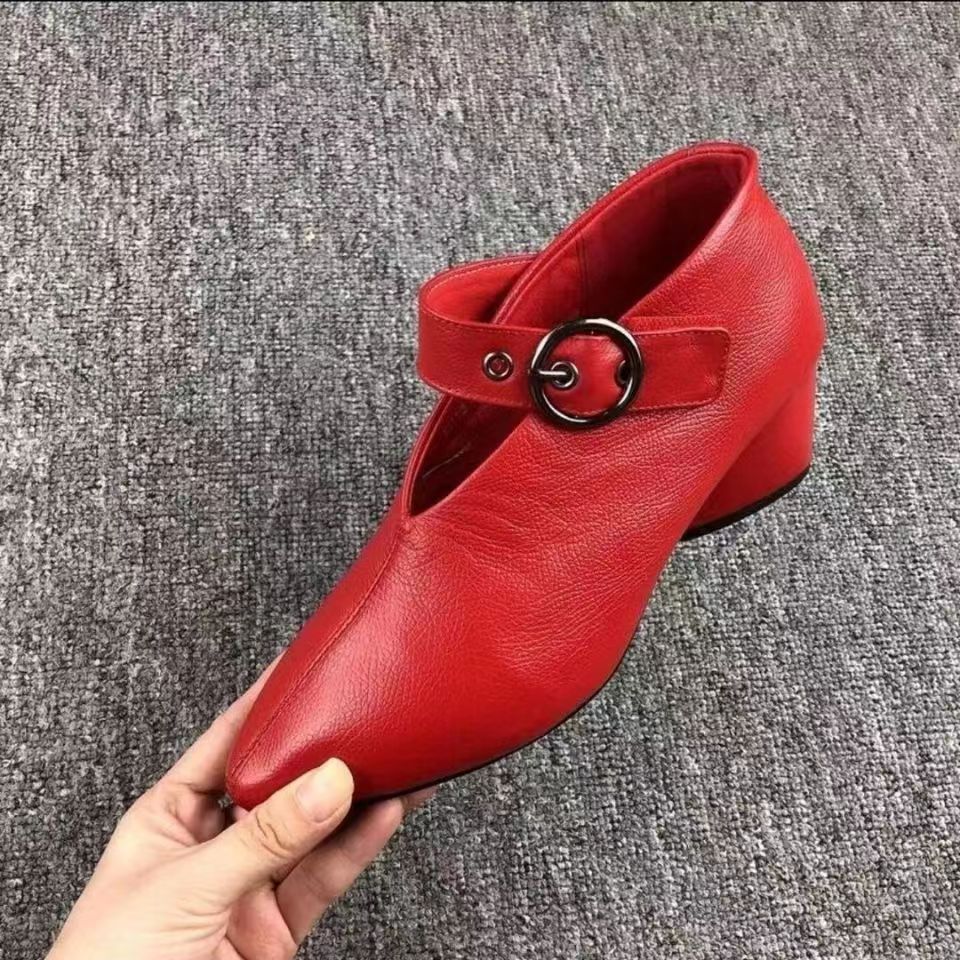 Women's Fashion Pumps Thick Deep Mouth Pointed Women's Shoes