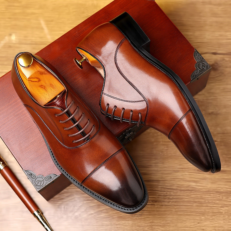 Zapatos de cuero de vaca de primera capa formales de negocios transpirables para hombres
