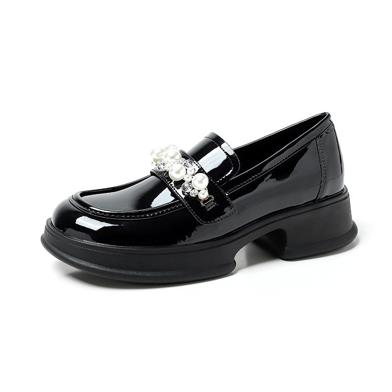 Women's Authentic Pearl British Style Platform Small Loafers