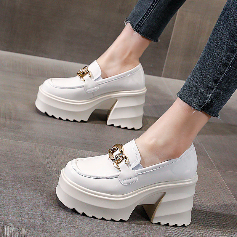 Women's Platform Small Height Increasing Spring Chunky Loafers