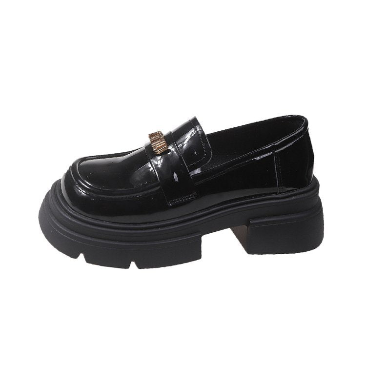 Damen Plateau Retro Frühling Französische Loafer mit runder Spitze