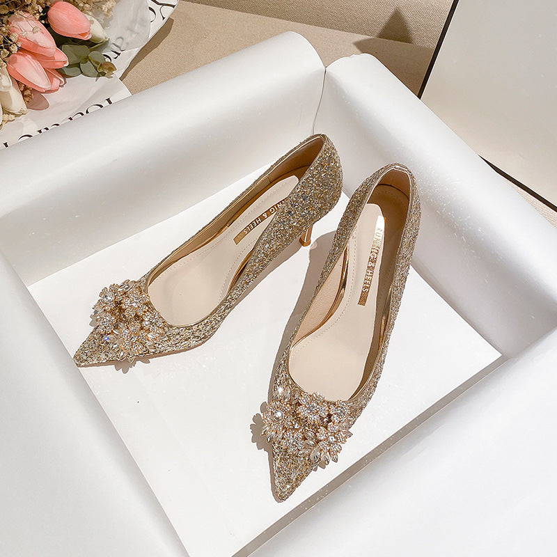 Women's Pointed High Stiletto Autumn French Wedding Women's Shoes