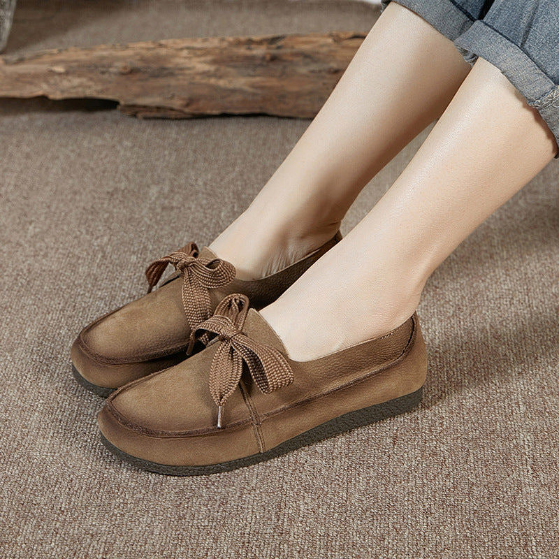 Women's Lace-up Round Toe Flat Bottom Soft Casual Shoes