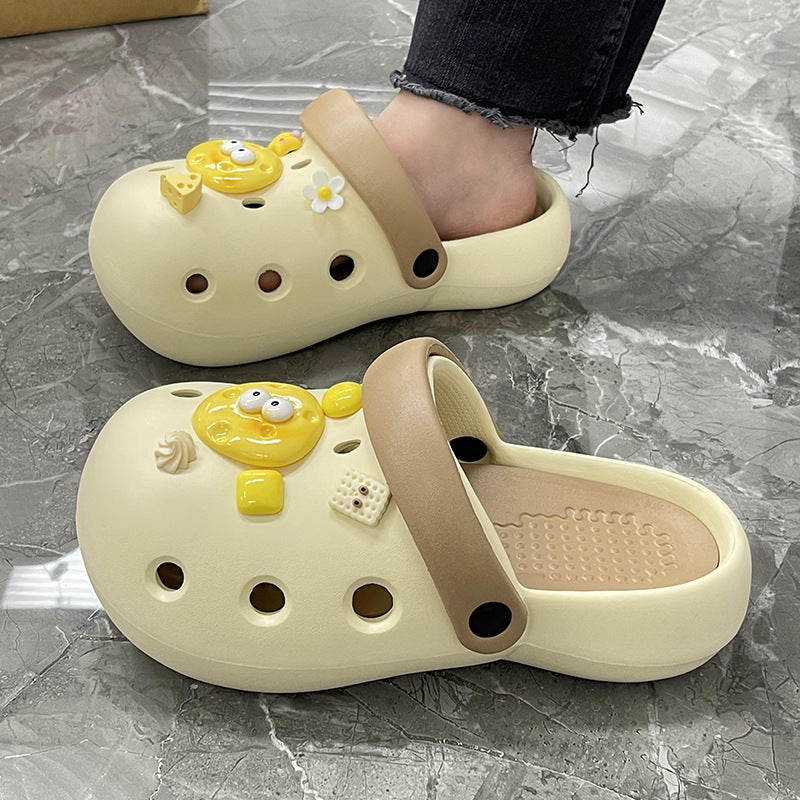 Chaussures pour femmes fermées à semelle épaisse avec motif de chien mignon de dessin animé