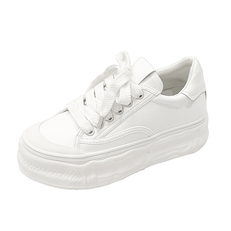 Women's Dissoed White Sports Platform Height Increasing Sneakers