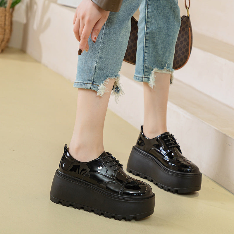 Women's Style Black Spring Thick Sole Increased Women's Shoes