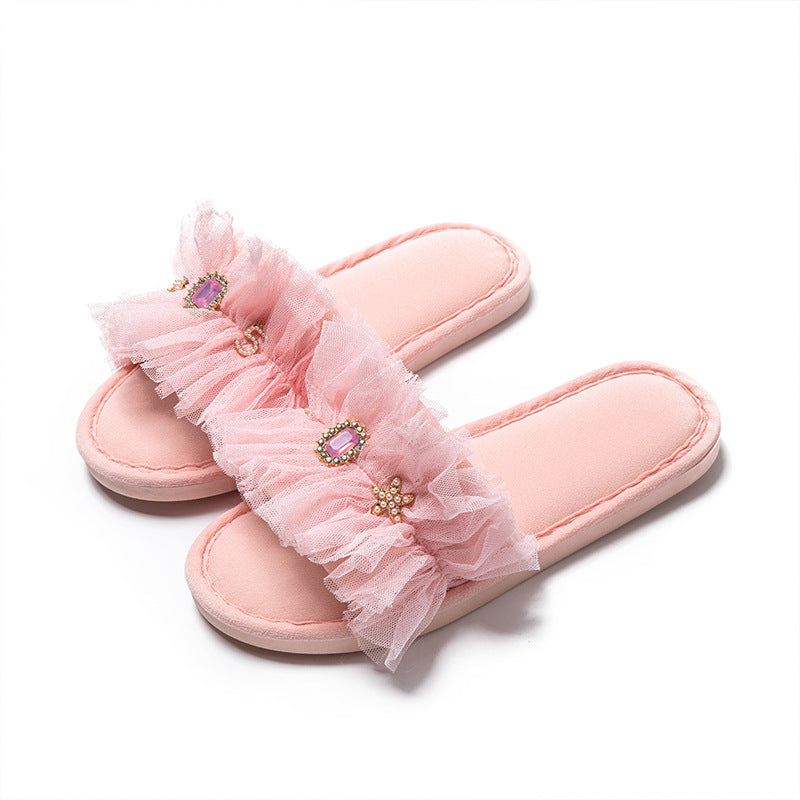 Women's Summer Candy Color Light Luxury Yarn House Slippers