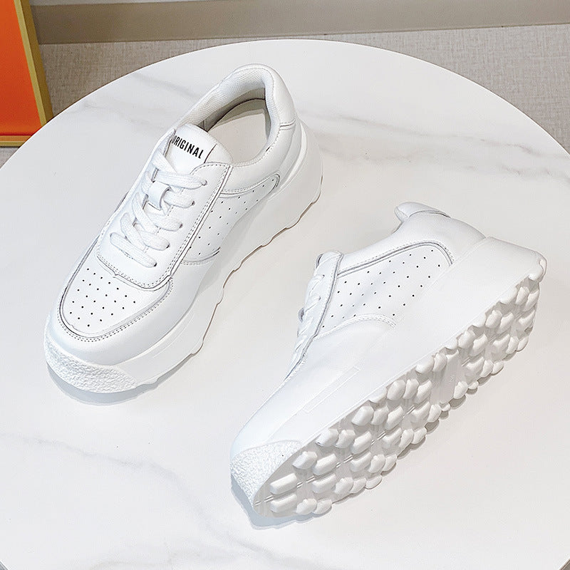 Zapatos casuales con plataforma de magdalenas blancas para mujer