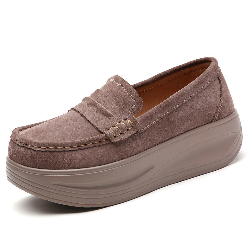 Damengröße Herbst Britischer Stil Keilabsatz High Soft Loafers