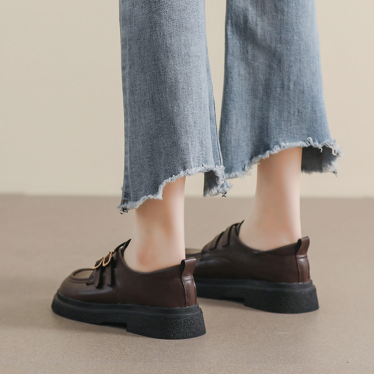 Damen-Loafer im britischen Stil mit Plateau-Retro-Sohle und weicher Sohle