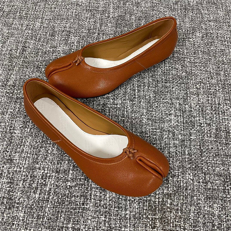 Echte flache Herbst-Loafer für Damen mit Hufeisen-Muster und flacher Öffnung