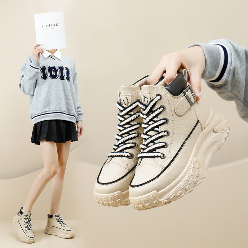 Korean Style Clunky Female Autumn Sports Running Platform Sneakers