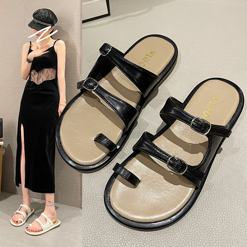 Women's Outdoor Spring Niche Simplicity Toe Covering Sandals