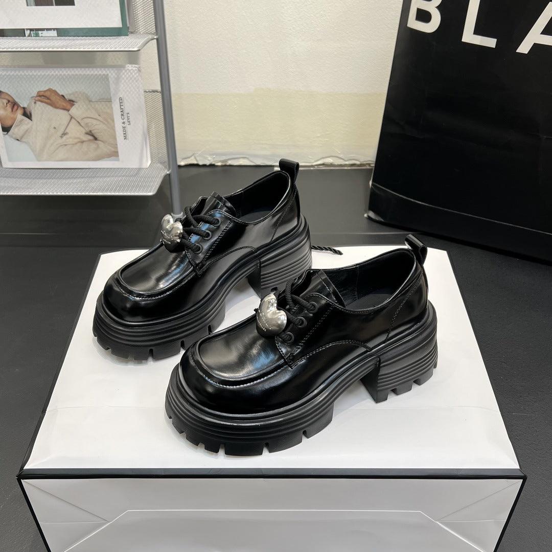 Damen-Loafer im britischen Stil mit Plateausohle, extra schwarz