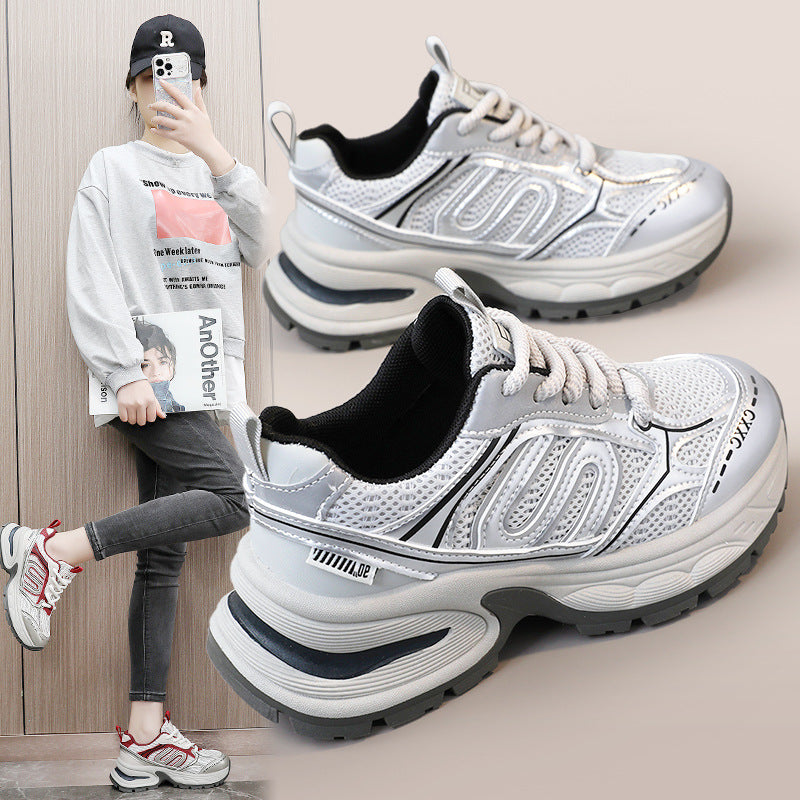 Mesh Surface Thick Bottom Elevator Wild Sneakers