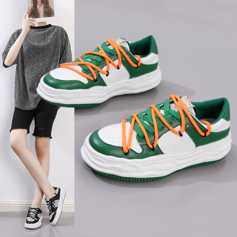 Women's White Korean Dissoed Breathable Board Thick Casual Shoes