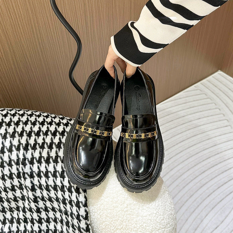 Women's Platform Retro British Style Chunky Small Loafers