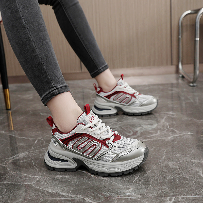 Mesh Surface Thick Bottom Elevator Wild Sneakers